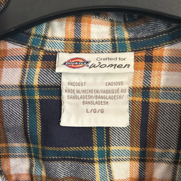 Dickies Crafted for Women VGUC yellow, blue, green plaid button down. Cotton - Picture 2 of 11